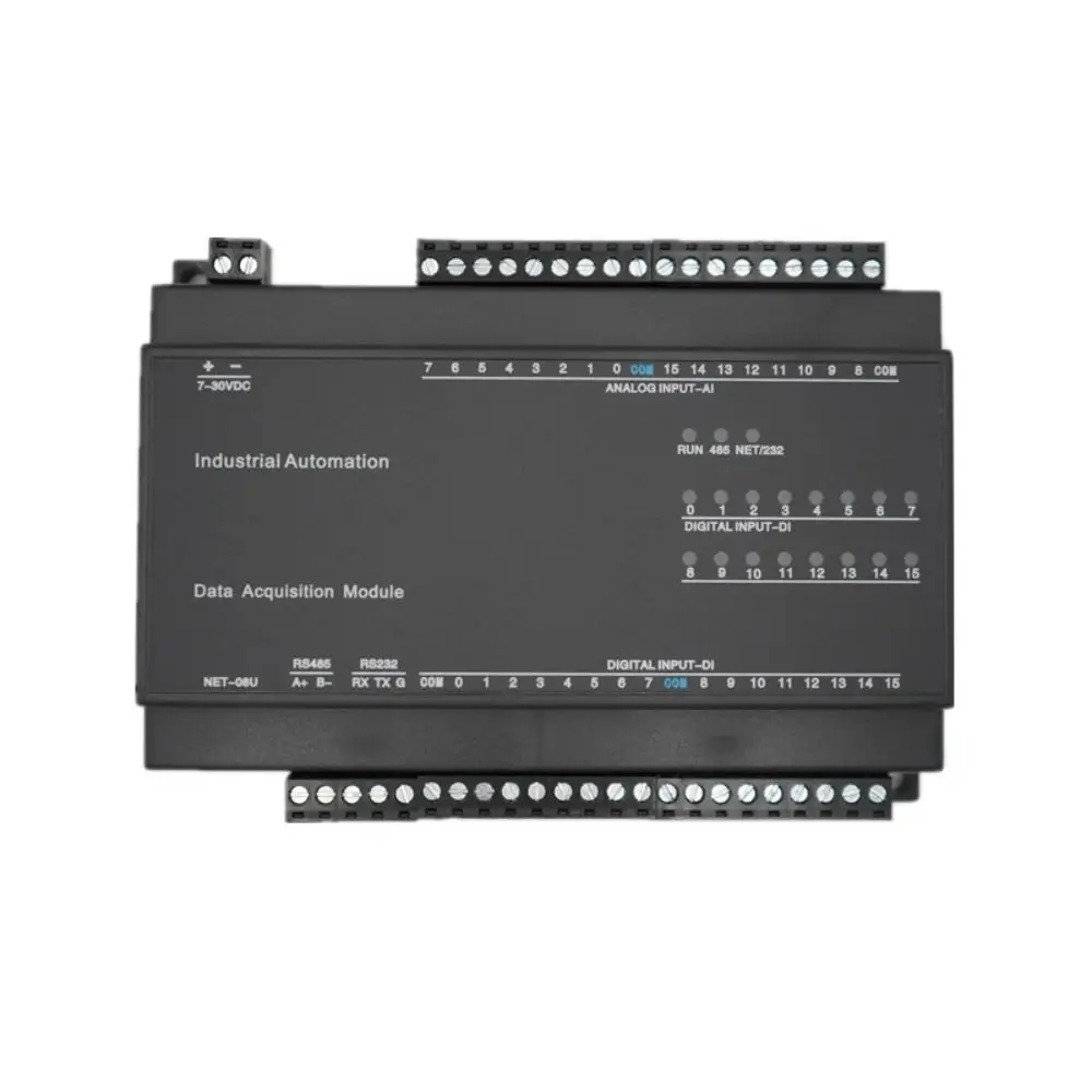 

TCP-508U 16AI 16DI цифровой вход Ethernet IO модуль RS485 RS232 PLC расширение MODBUS RTU и TCP протокол