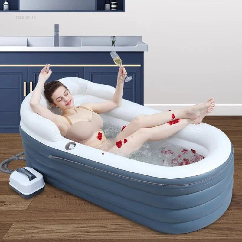 Insulated Inflatable Massage Bathtub Hydrotherapy Machine Wave Bath Pool Simple Folding Adult Portable Bathtub Household TubZAQ