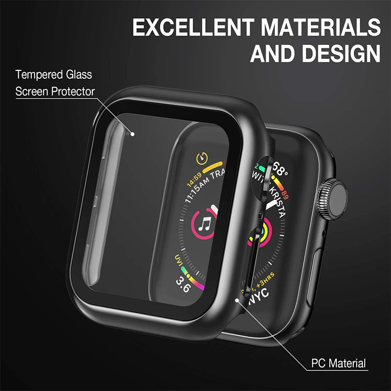360 Cover for Apple Watch Case 45mm 41mm 44mm 40mm 42mm 38mm Bumper Screen Protector+Glass for Iwatch Series 7 6 5 4 3 2 1 SE