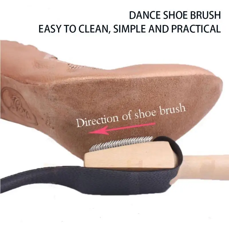 Wood Handle Ballroom Suede Soles Latin Salsa Dance Shoe Cleaning Brushes 2