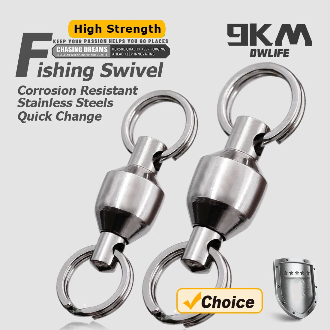 25 émerillons à billes 9KM avec anneaux split rings - Rotation fluide pour leurres et montages
