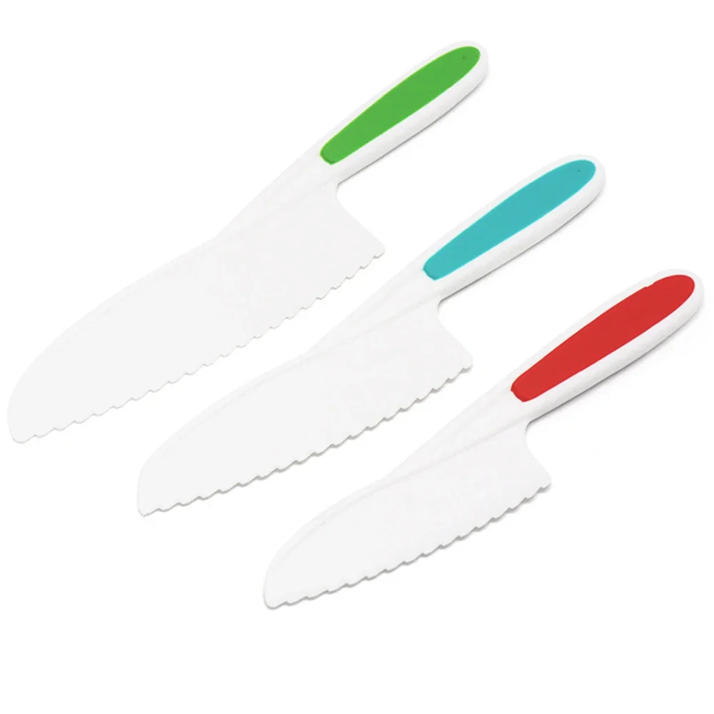 Emual Kids Kitchen Knife 3 Piece Safe Nylon Cooking Plastic Knives for Kids Toddler Children Cooking Knife Set for Cutting Lettuce Knife Salad