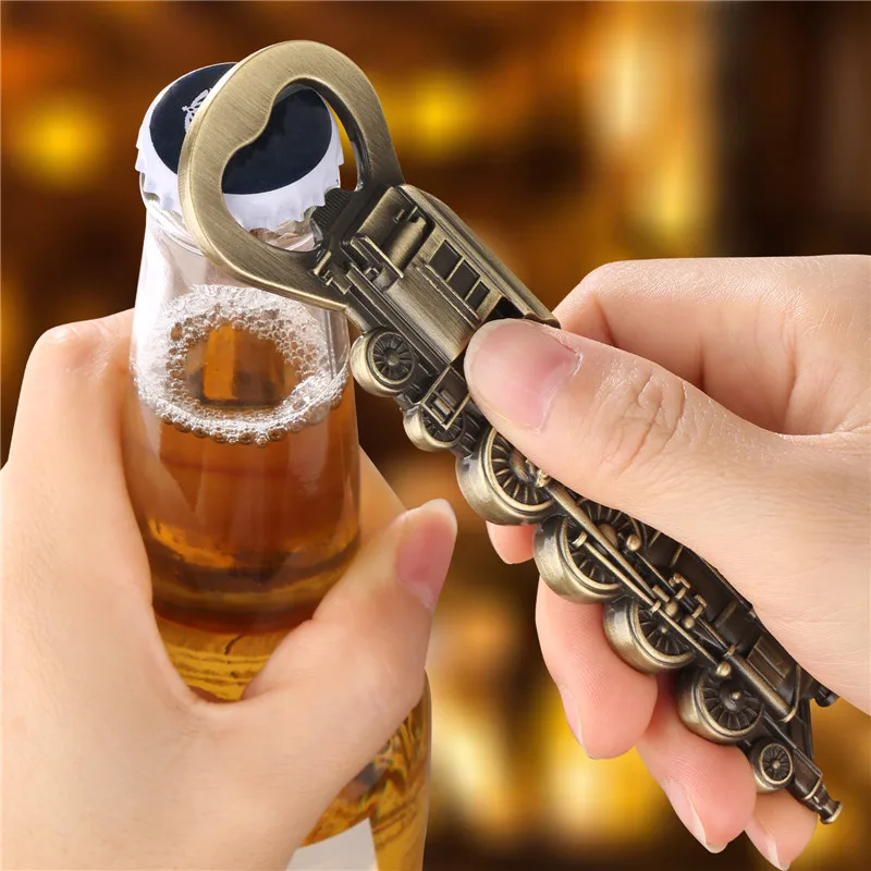 Steampunk Lokomotive Zug Form Metall Flaschenöffner Bier Getränk Öffnungswerkzeug Küche Bar Club Korkenzieher Hochzeit Party Geschenk – Detail 4