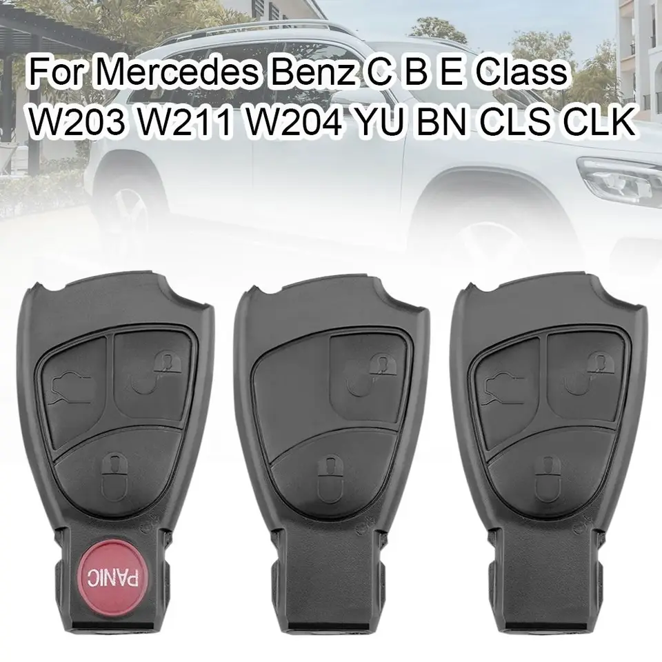 HIBEYO Compatible With Mercedes Benz Key Fob Cover Smart Remote Auto Key Fit For Benz S C E M SL SLS CLK G SLK CLS W203 3 Button Key Case PC