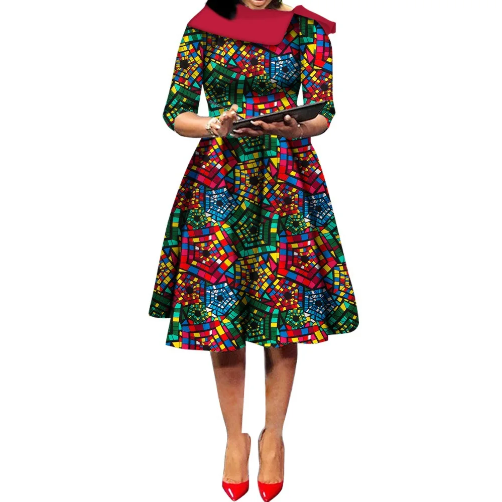 Sale!!! Fashion Ankara Wax Print African Dresses for Women Turn Down Collar  Dresses Party Dress Dashiki African Women Clothing - AliExpress 200000532