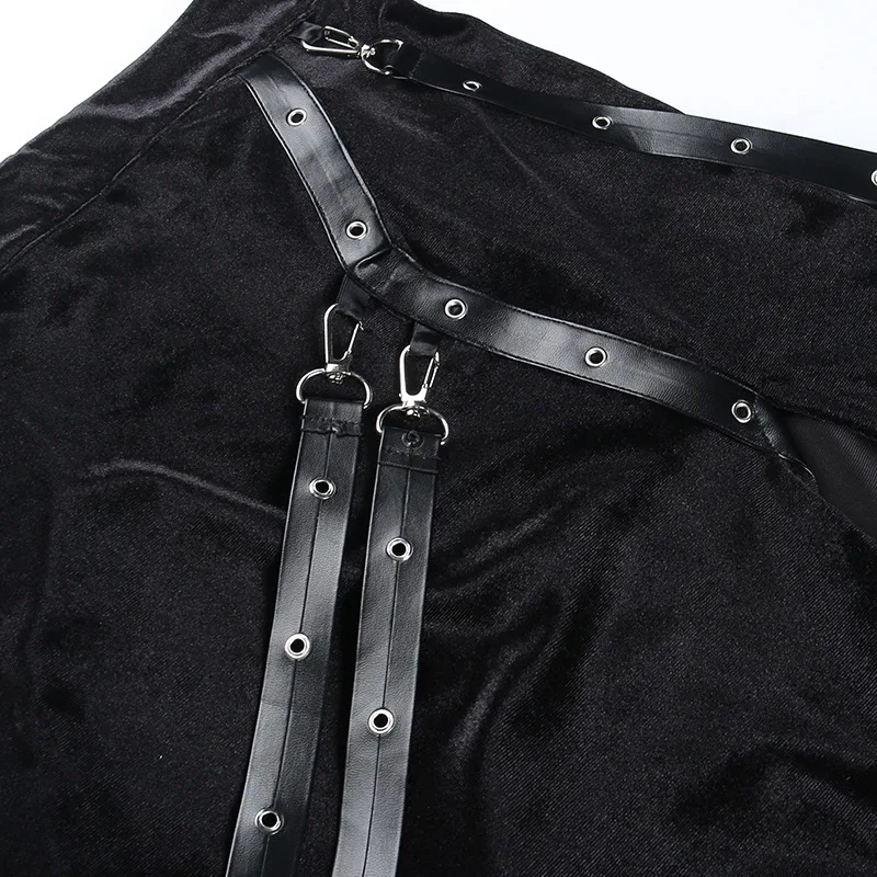 2023 Gothic Street Darkness Sexy Slim Versatile Half Skirt Harajuku Vintage Punk High Waist Velvet Cord Ribbon Split Half Skirts
