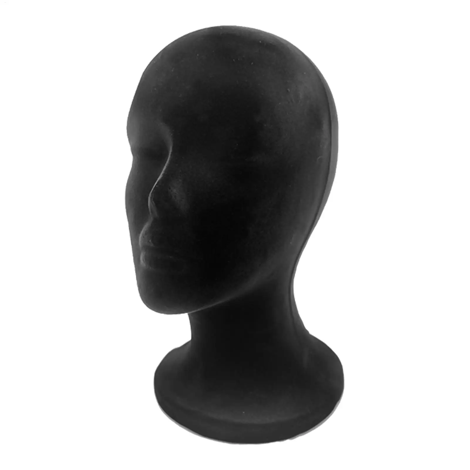 Testa di Manichino in Schiuma Nera con Rivestimento in Velluto, Espositore per Parrucche, Modello per Cosmetologia e Bellezza - immagine 5