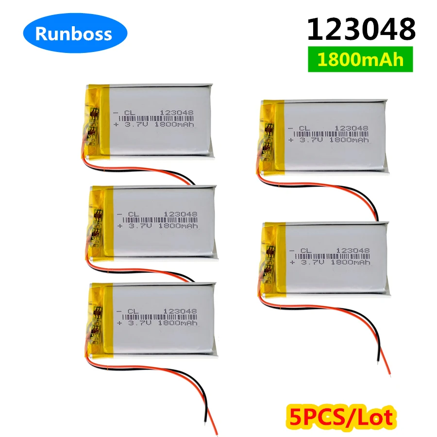 5 Pz/Lotto 123048 3.7V 1800Mah Batteria Lipo Ai Polimeri Di Litio Per Mp4 Pad Dvd E-Book Altoparlante Bluetooth Luce A Led My Gbc Mod Cgb-001