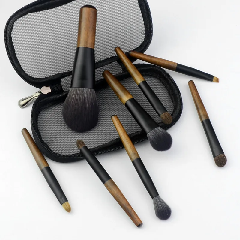 8 Pcs Mini Soft Wooden Makeup Brush Set - Powder,Stippling,Eyeshadow,Blush,Highlighter,Contour,Blending Brushes 30 8 Pcs Mini Soft Wooden Makeup Brush Set - Powder,Stippling,Eyeshadow,Blush,Highlighter,Contour,Blending Brushes - Image 2