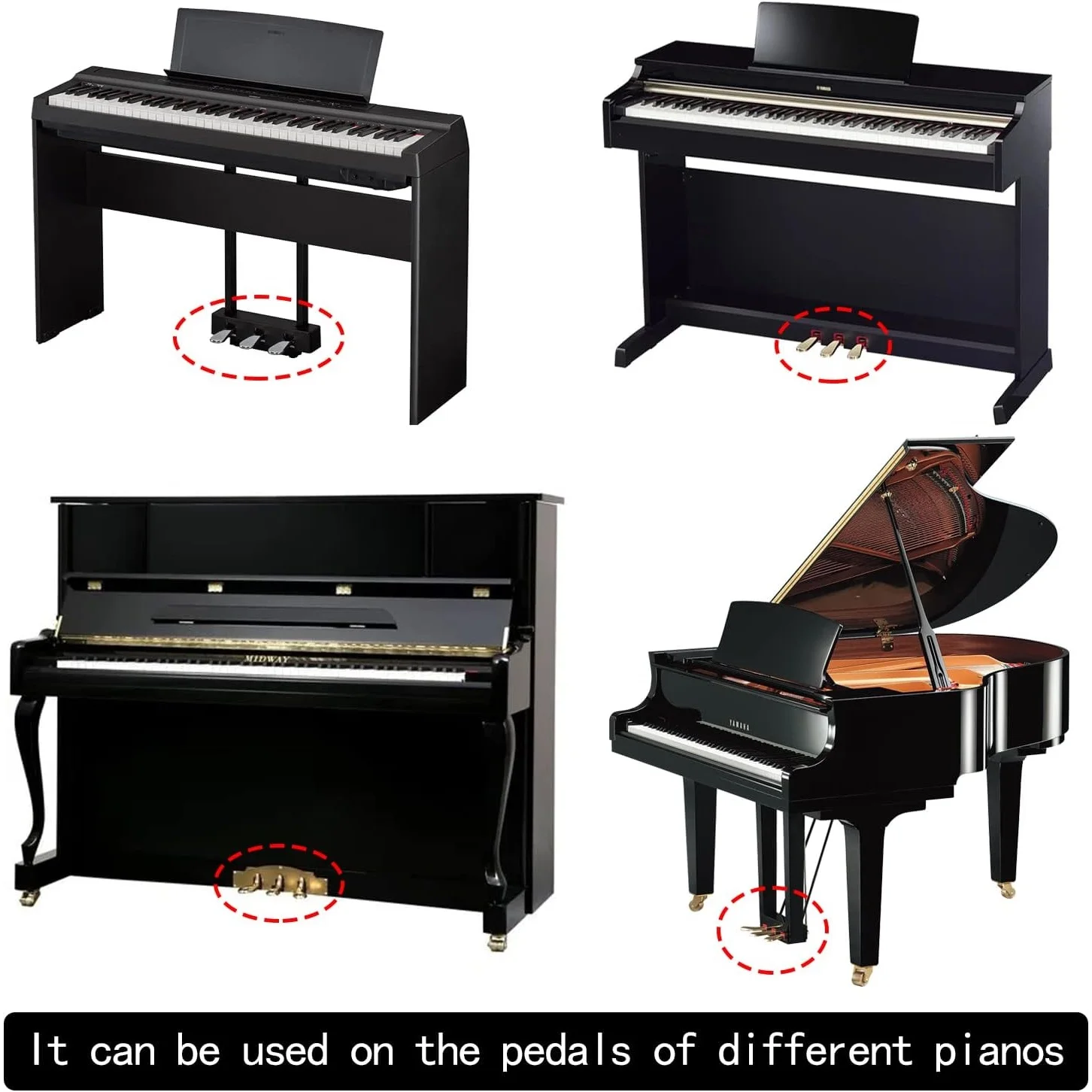 Piano Covers Pedal Sleeves, Pedal Cover Foot Pad, 3Pcs Pleuche Piano Protective Cover Case Musical Instruments Accessories