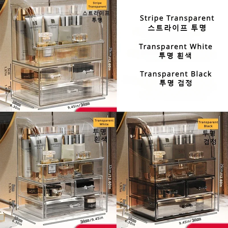 Transparent Cosmetics Storage Box High Quanlity Rack Desktop Dressing Table Dustproof Storage Rack Large Capacity Storage Box 6