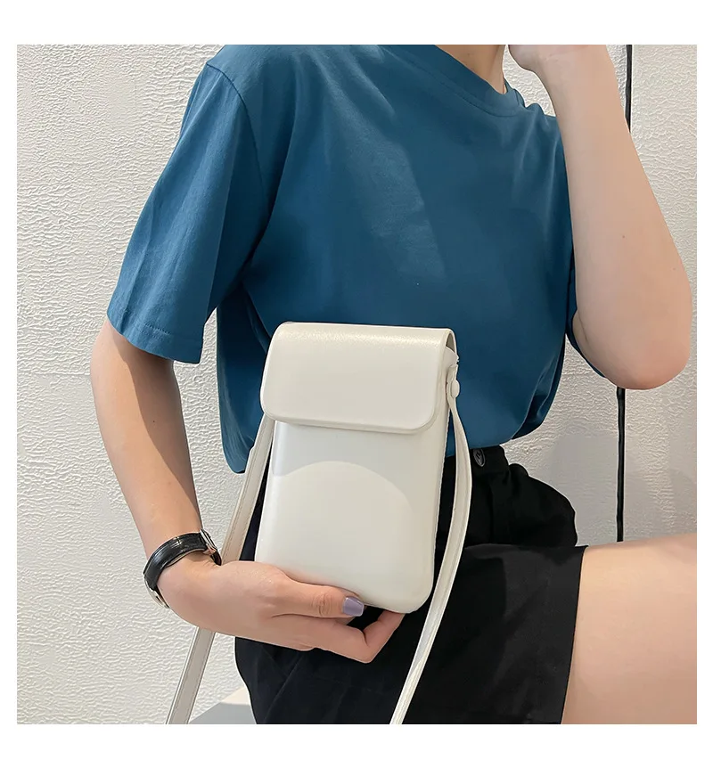2021 Flap Crossbody Bags Women Mini PU Leather Shoulder Purses and Handbags for Girls Ladies Phone Simple Solid Designer Bag 