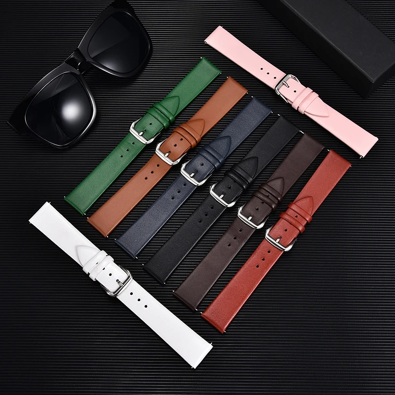 Premium Calfskin Leather Waterproof Watch Strap - Ultra Thin, Soft, Green Blue Bracelet