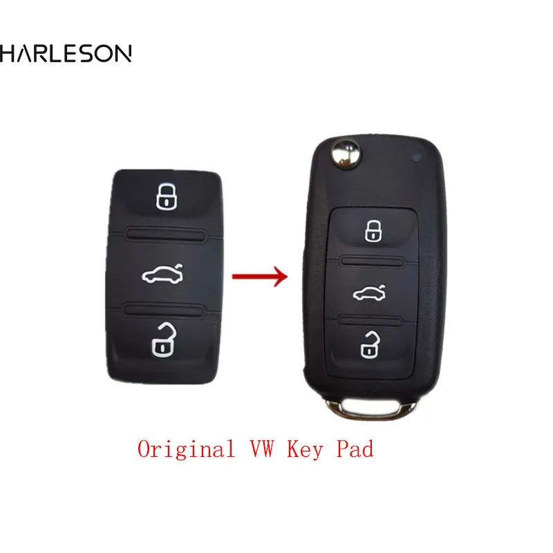 Original 3 Button Remote Flip Key Button Pad For OEM VW Volkswagen Beetle Caddy Eos Golf Jetta Polo Scirocco Tiguan