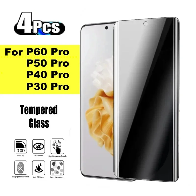 

Изогнутое антишпионское стекло для Huawei P30 P40 P50 20 Mate 30 50 Pro, 2/4 шт.