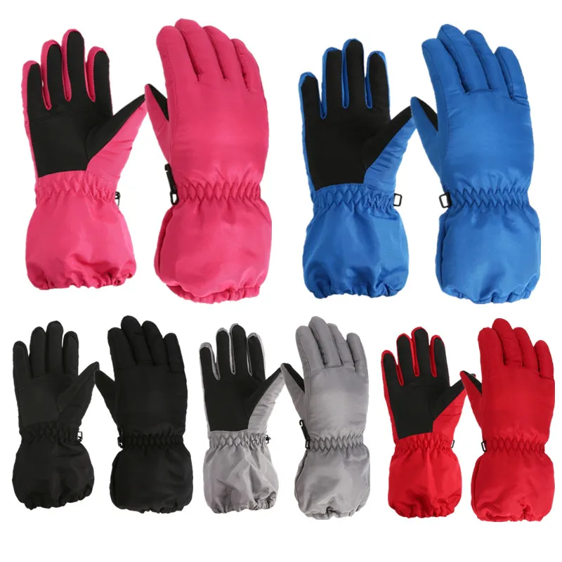 Winter Thickened Fleece Thermal Baby Gloves Extended Cuff Anti-slip Children Outdoor Skiing Cycling Gloves Waterproof Mittens