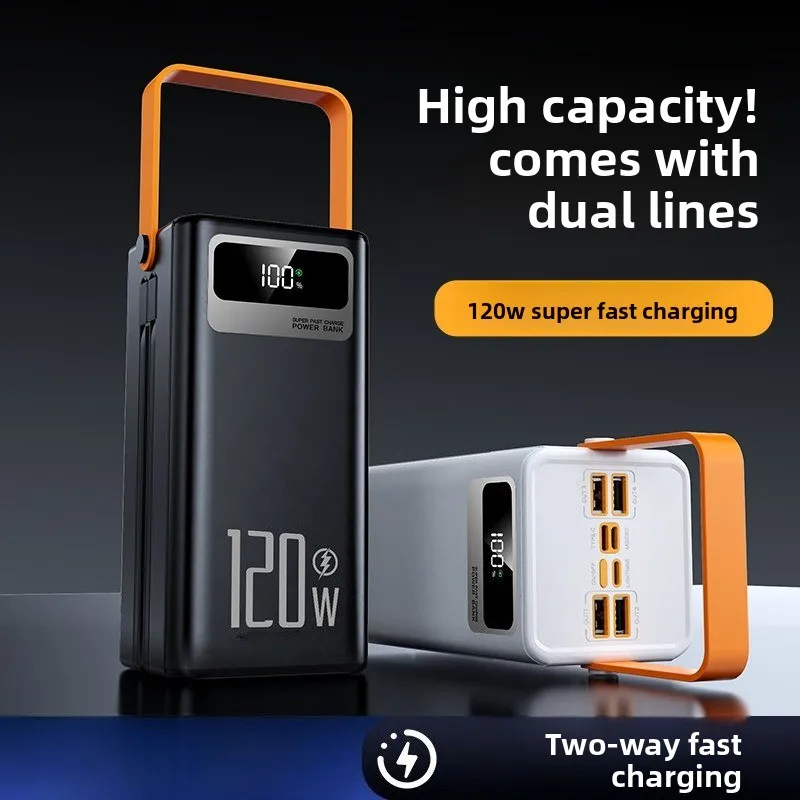 100000mAh 120W 고속 충전 파워 뱅크 대용량 아웃도어 모바일 전원 공급 장치 7개 기기 동시 충전 지원