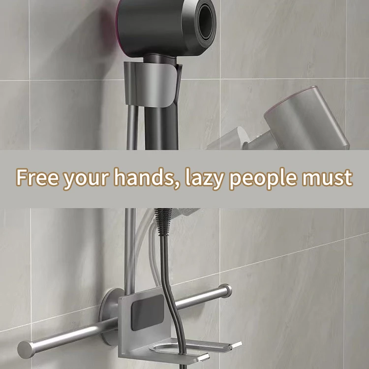 Wall Mounted Hair Dryer Holder Hair Straightener Dryer Hair Storage Rack Bathroom Organizer Shelves Washroom Organization Stand 6
