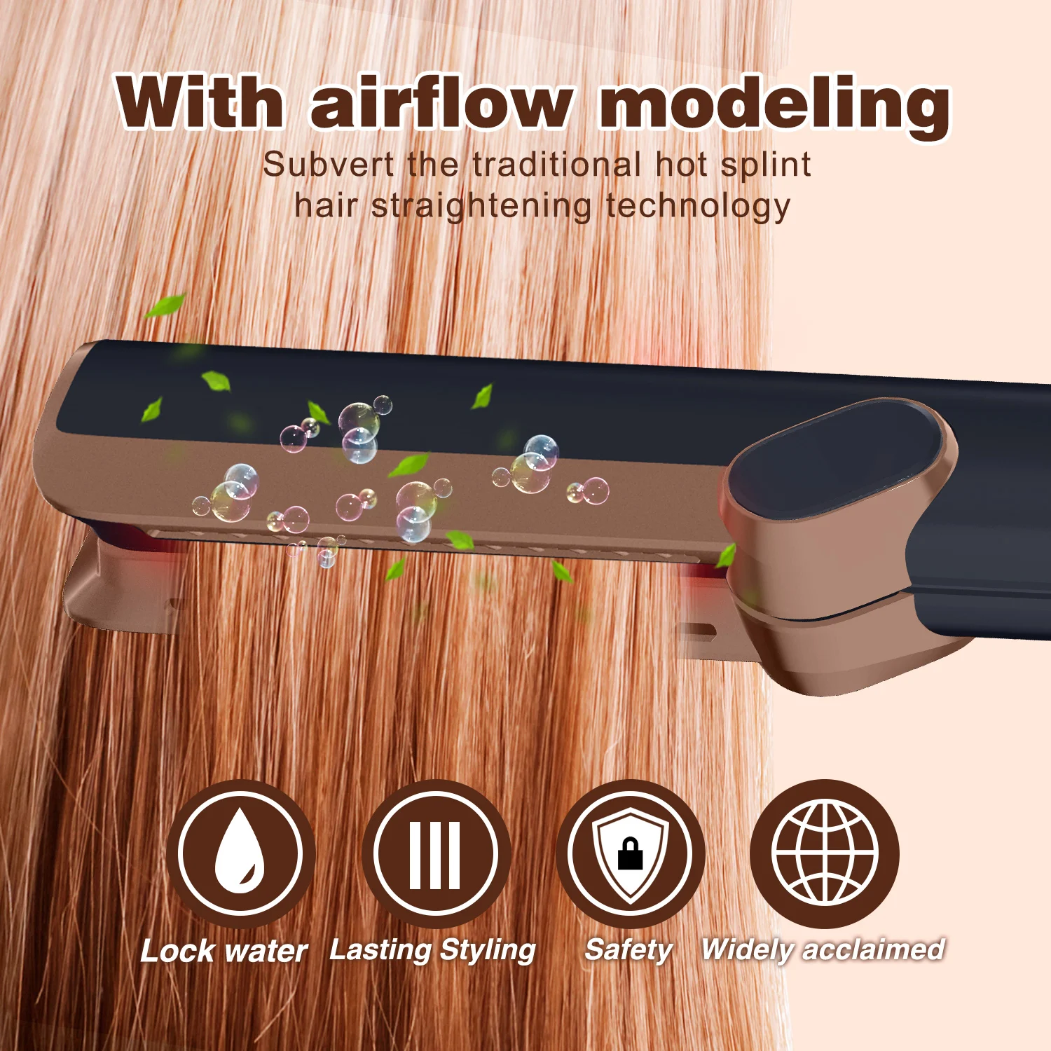 Airstrait Straightening Iron LCD Screen Airflow 2 In 1 Hair Straightener Hair Blower110000rpm Wet to Dry Hair Straightener 5