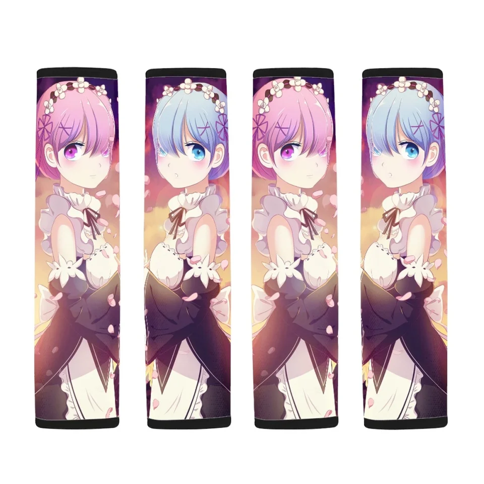 Anime Re Zero Ram and Rem Print Car Accessories Elastic Seat Belt