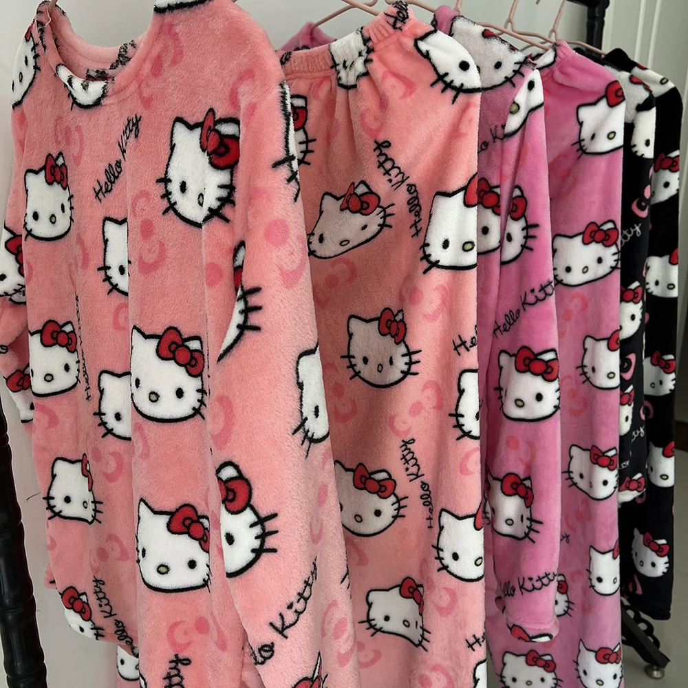 2 pièces/ensemble Hello Kitty pyjamas pantalon Anime Sanrio – Image 6
