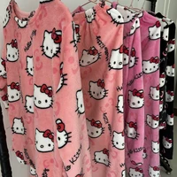 2Pcs/Set Hello Kitty Pajamas Pants Anime Sanrio Sleepcoat Cartoon Cute Home Wear Couple Loungewear Warm Pajama Set Girl's Gift - Image 6