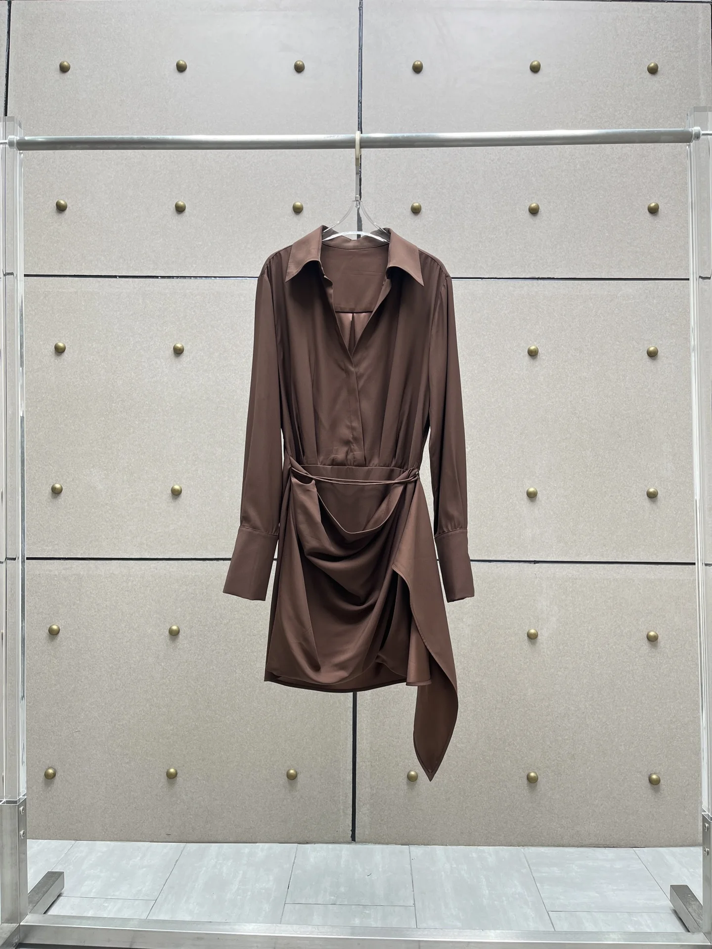 

Asymmetric Pleated Shirt Style Dress Casual Fashion 2024 Summer New 1130