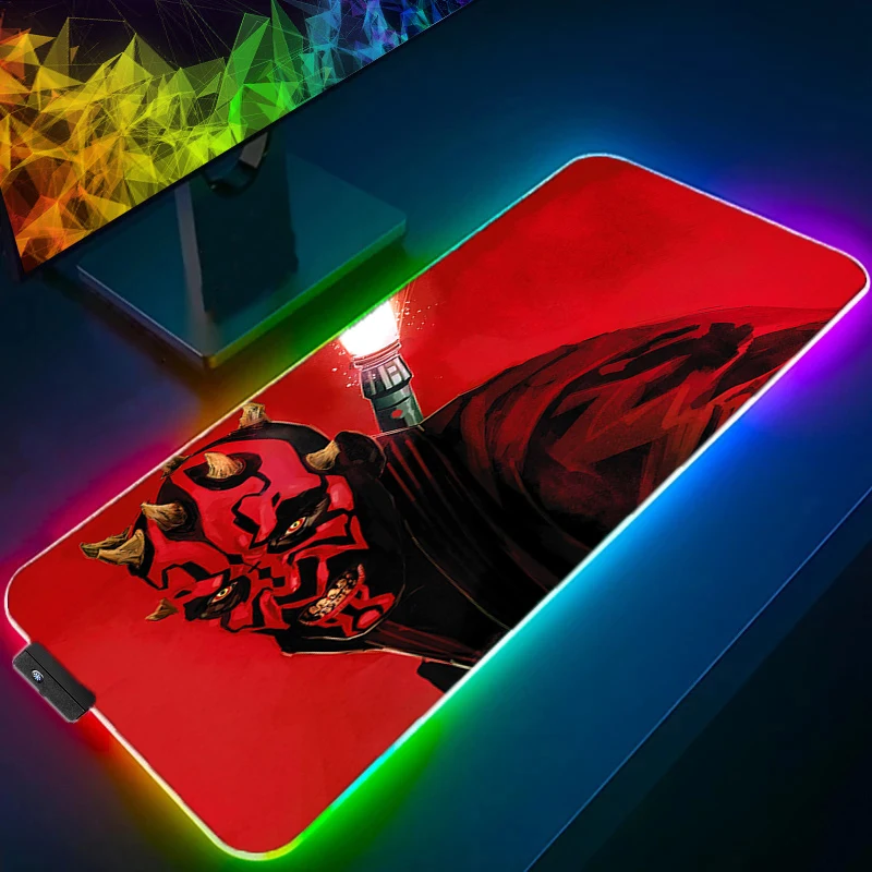 Darth Maul Star Wars Gaming RGB Mouse Pad Computer Desk Accessories Xxl Mouse Mat Game Mats Mousepad Cool Anti-skid Luminous Rug