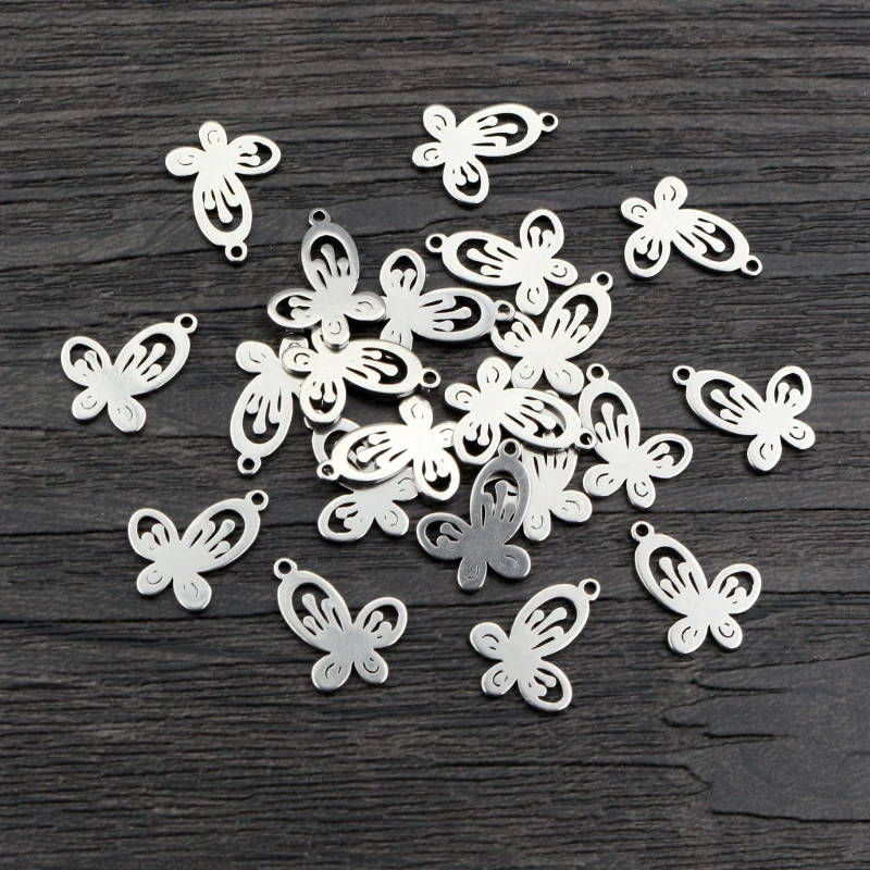 30pcs 14x12mm Kein Verblassen 316 Edelstahl Schmetterling Charms Anhänger für DIY Halskette Armband Handwerk Schmuck, die Entdeckungen