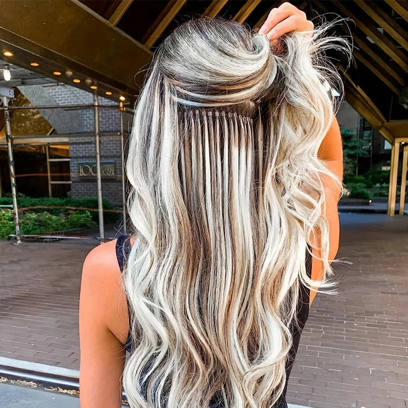 100 Stücke Haarverlängerungen Perlen Silikonfutter Mikroringe Beige Schwarz Haar Micro Loop 5*3*3 Mm Micro Nano Ringe Für Link Haar – Detail 13