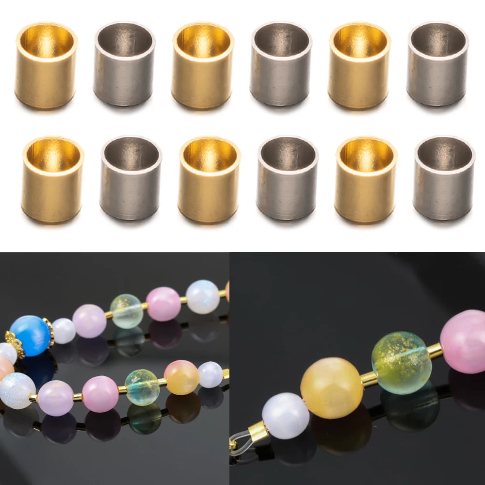 100 teile/los Edelstahl Gold Rohr Stopper Spacer Crimp End Perlen für DIY Halsketten Armbänder Schmuck Machen Liefert Material