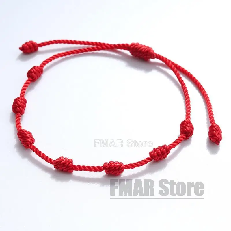 Bracelet jewelry Handmade 7 Knots Red String Bracelet For Protection Lucky Amulet And Friendship Braid Rope Wristband 4pcs/set