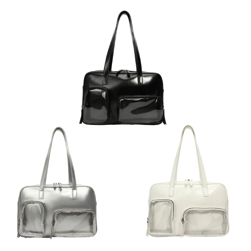 

Casual Ita Bag with Clear Window PU Shoulder Handbag Perfect for Everyday Use