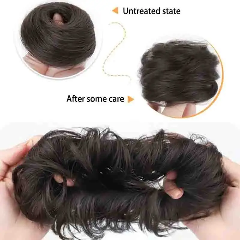 Bun Ponytail Extensions Short Ponytail Real Human Hair Extensions Tousled Updo Bun With Elastic Rubber Band Hair Accessories
