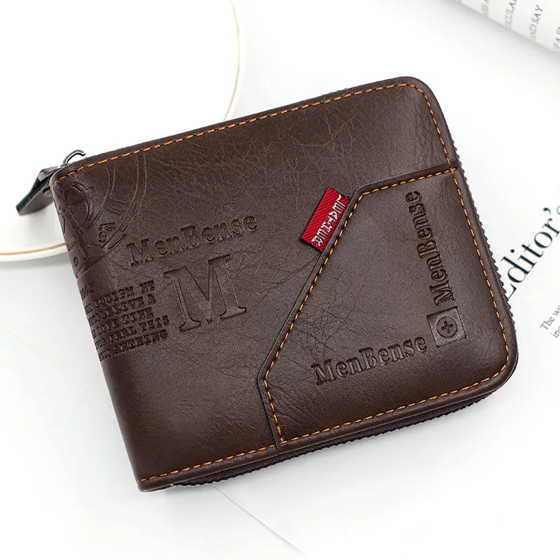 

Men's Wallet Made of Leather Wax Oil Skin Purse for Men Coin Purse Short Male Card Holder Wallets Zipper Around Money Coin Purse