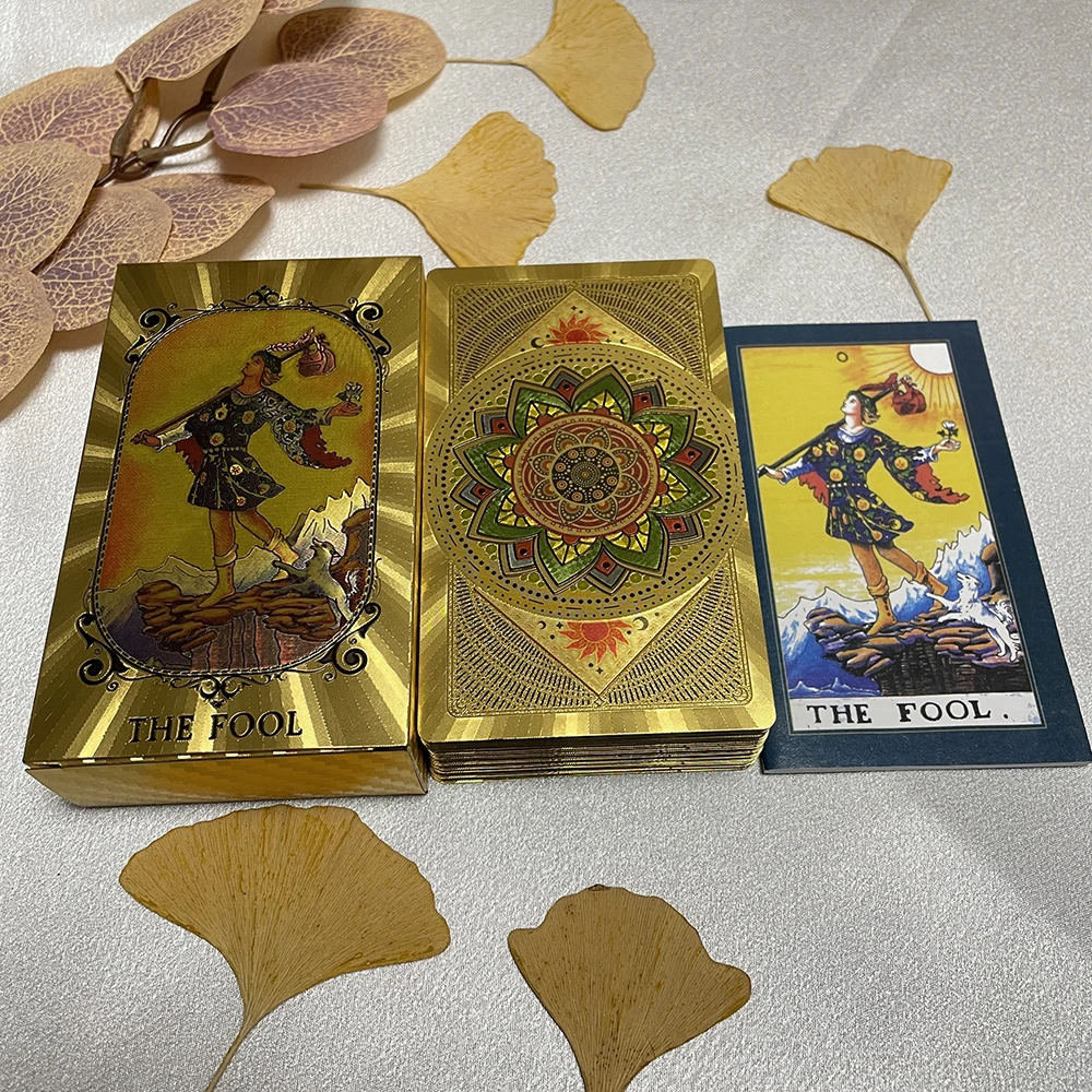 Divination 12x7cm Gold Tarot Cards Big Size Witch Supplies for Beginners with Guide Book Catan Board Game Classic Free Shipping