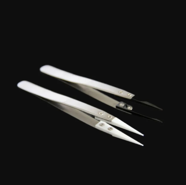 Straight Aimed Ceramic Tweezers for Electronics Soldering with Stainless Steel Handle Black Tweezers Hand Tool Precision Tweezer tweezer tool,precision tweezers,soldering tweezers,ceramic tweezers