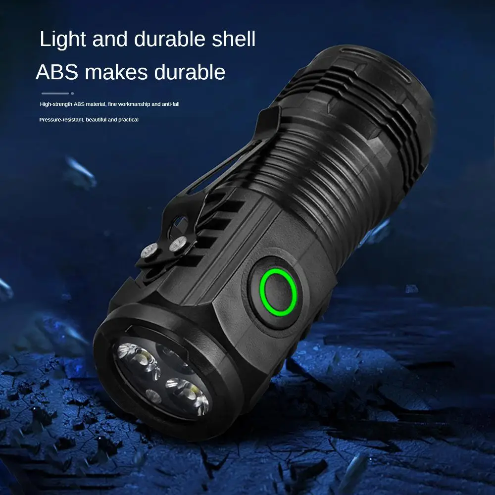 

Новинка, ультрамощный фонарик, 3 ядра, фонарик, тактический мини-фонарик с USB-зарядкой, яркий фонарик с магнитной ручкой