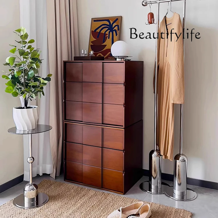 

Solid Wood Module Units TV Cabinet Floor Living Room Retro Sofa Edge Light Luxury Sideboard Cabinet