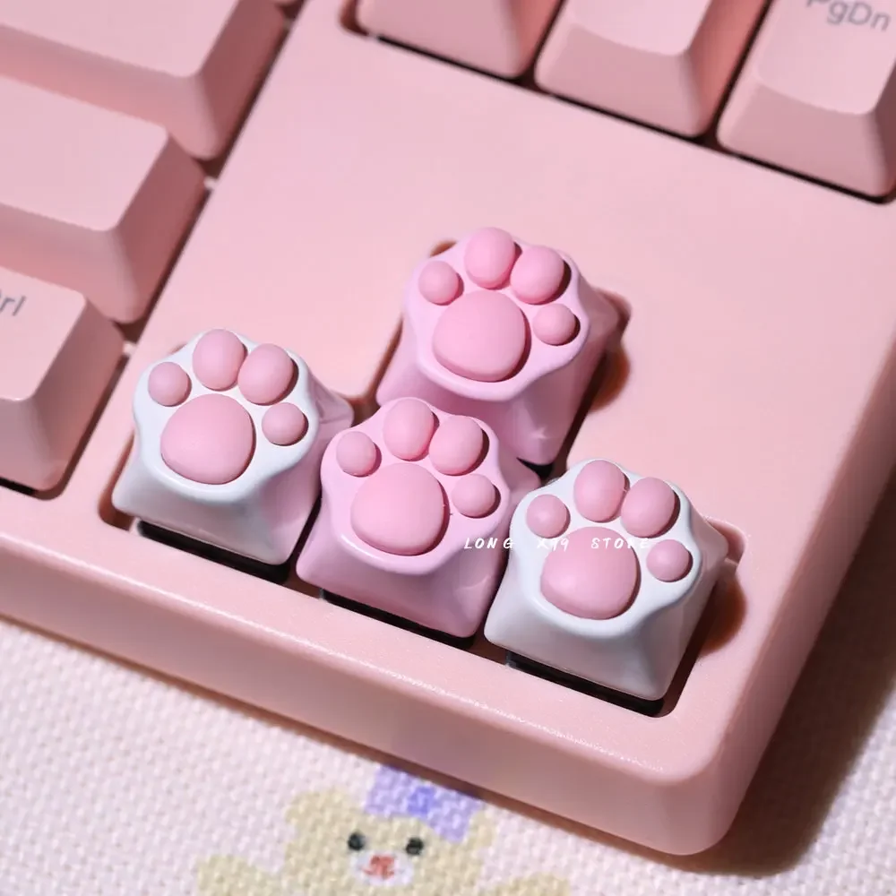 Cute Cartoon Silicone Keyboard Cap Artisan Cat Paws Pad Soft Feel Pink Keycaps para Cherry mx Switches Personality Diy - Imagem 6