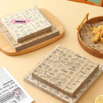 100Pcs Oil-Proof Wax Paper Baking Food Wrappers for Burgers French Fries Sandwiches & Bread - Kitchen Food Baking Tools