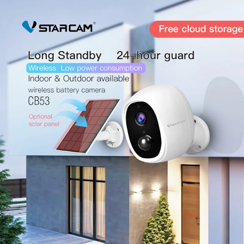 Камера видеонаблюдения Vstarcam с солнечными панелями и монитором Беспроводная