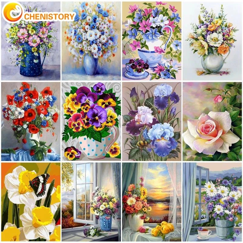 DIY Paintings By Numbers Kits Acrylic Paint By Numbers For Adults Flowers On Canvas Modern Wall Home Decoration Gfit painting by numbers kits painting by numbers