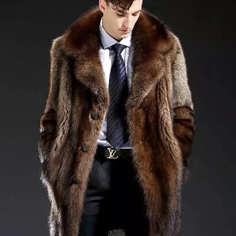 

Thick warm coat, father's dress, European and American medium length men's coat