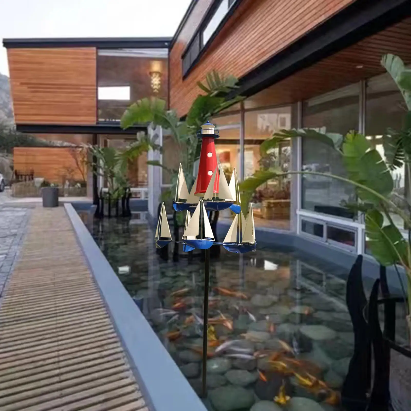 

Парусная лодка, ветряная мельница с колышкой, железный Ловец ветра, вращающийся парусник и круговой лодка для фермы, террасы, сада