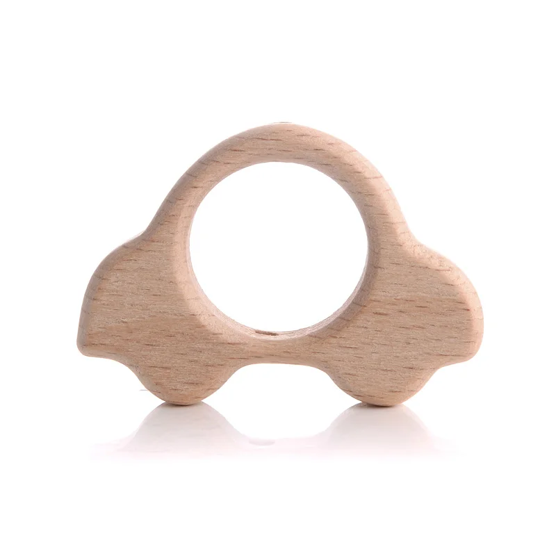 10Pcs Beech Beads Heart Butterfly Rainbow Elephant Flower Animal Wooden Beads for Bbay Chew Teether Beads Pacifier Clips Chain