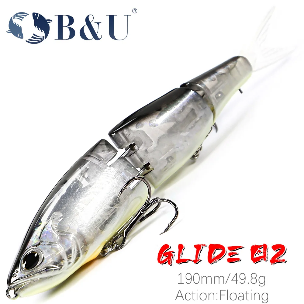 B&U 190mm 49.8g 3 Sections Swimbait Lure Artificial Hard Bait Jointed  Fishing Lure for Predator Wobbler Minnow Pike