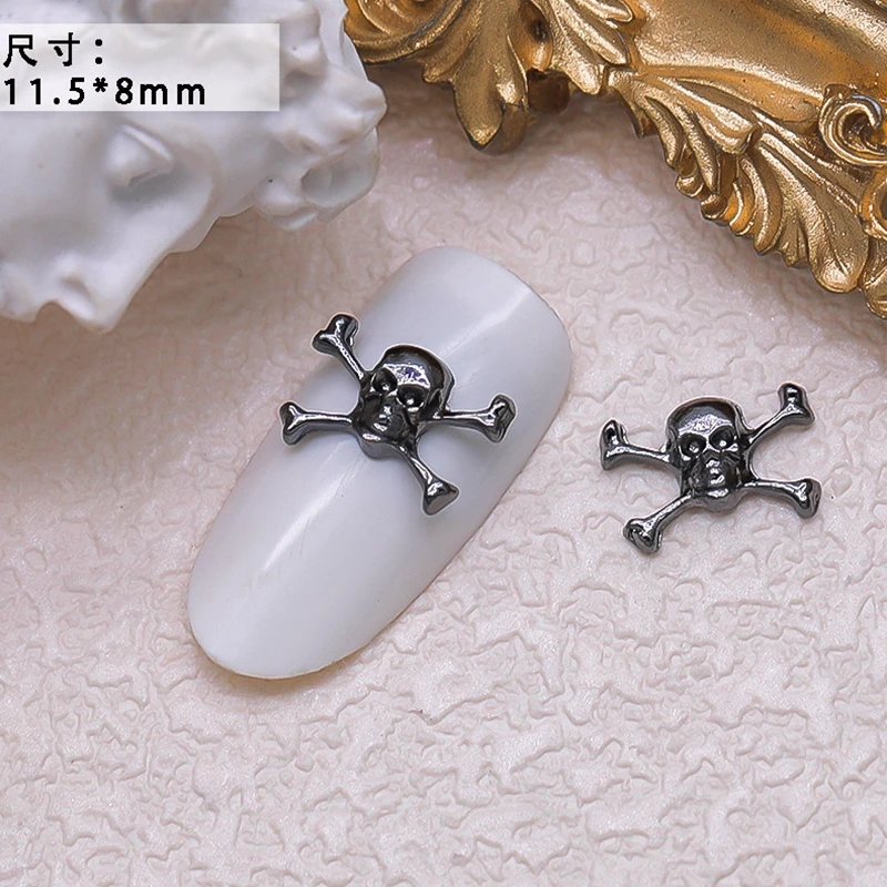 40PCS Dark Alloy Nail Art Charms Skull Bow Skeleton Palm Sinister Accessories For Halloween Nails Decoration Manicure Supplies