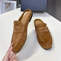 2026 New Fashion Classic Women Slippers Top Quality Leather Summer Woman Slides Flats Size 34-40 Casual Loafers Mules Slippers - Image 2