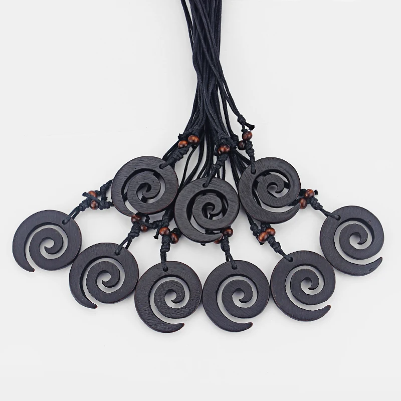 12pcs Tribal Swirl Resin Pendant Necklace Amulet Lucky Charms Necklace Fashion Jewelry Choker Wholesale